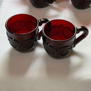Vintage Avon Cape Cod Ruby Red Glass Coffee Cups set of 2